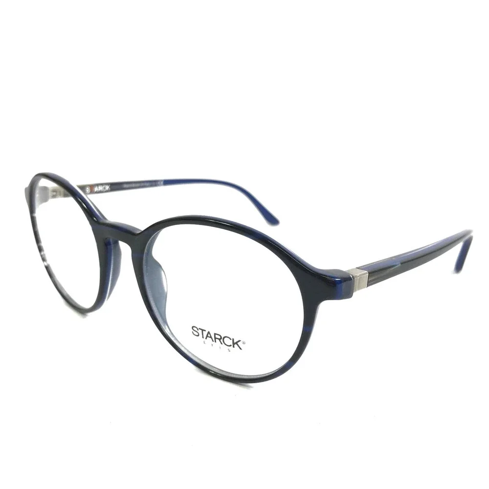 Starck Eyeglasses Frames SH3035 0020 Blue Round Full Rim 50-19-140